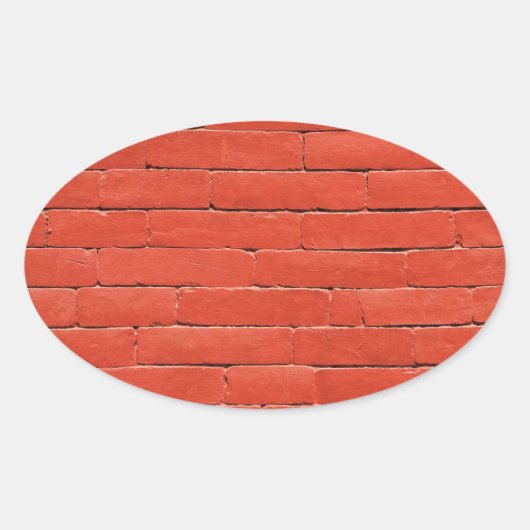 Rode Oranje muur Ovale Sticker (Voorkant)