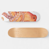 Rode Oranje octopus-Waterverf Skateboard (Horizontaal)
