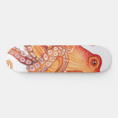 Rode Oranje octopus-Waterverf Skateboard (Horizontaal)