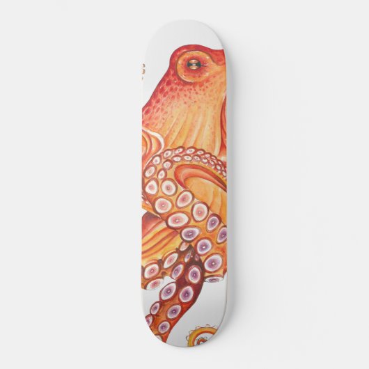 Rode Oranje octopus-Waterverf Skateboard (Voorkant)