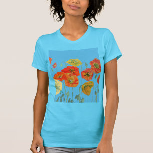 Rode Oranje papaverbloem-Waterverf T-shirt