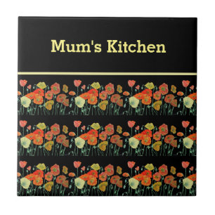 Rode Oranje papaverbloemen poppies Floral Art Tegeltje