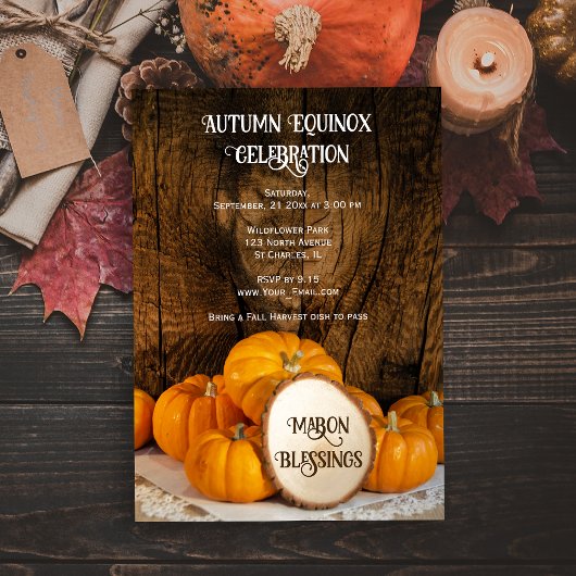 Rode Oranje Pompoenen Herfst Equinox Feestdag Kaart