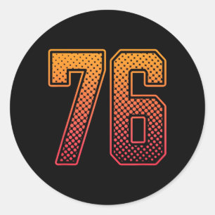 Rode Oranje Sporten Nummer 76 Jersey Speler Unifor Ronde Sticker