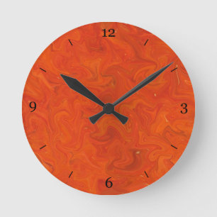 Rode Oranje Tonal Abstracte Gezwriemde Achtergrond Ronde Klok