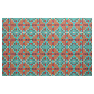 Rode Oranje Turquoise Blauwgroen Groene Etnische K Stof