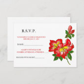 Rode Orchidee Huwelijksbloem RSVP Aankondiging 2 (Voorkant / Achterkant)