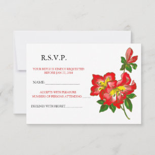 Rode Orchidee Huwelijksbloem RSVP Aankondiging 2
