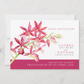 Rode orchidee waterverf foto bruiloft save the date (Voorkant)