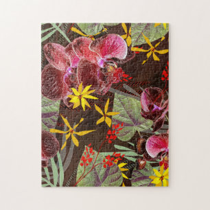 Rode orchideeën. legpuzzel