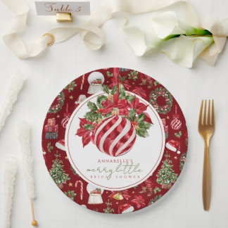 Rode Ornament Kerst Merry Little Bruiloft Borrel Papieren Bordje