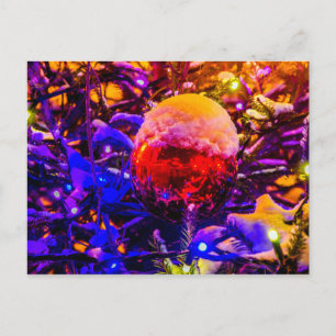 Rode Ornament, sneeuw, Pet Briefkaart