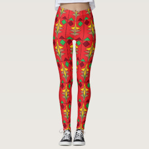 Rode Ornamentatie Leggings