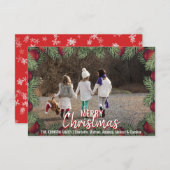 Rode Ornamenten Kerstvakantie Familie | FOTO Kaart (Voorkant / Achterkant)