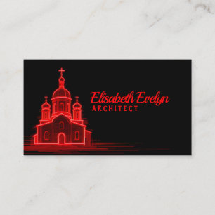 Rode Orthodoxe Kerk Schets op Zwarte Achtergrond Visitekaartje