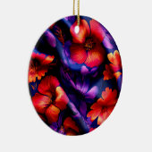 Rode Paarse bloem ontwerp Keramisch Ornament (Rechts)