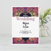 Rode, paarse bruiloft uitnodiging (Staand voorkant)