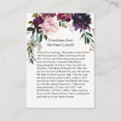 Rode Paarse Floral Spray Enclosure Kaarten (Achterkant)