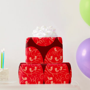 Rode Paasei met Vogelmotief Cadeaupapier