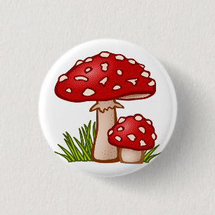 Rode paddenstoel Cartoon Ronde Button 3,2 Cm