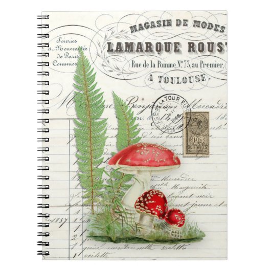  Rode paddenstoel Fern Spiral Journal Notitieboek (Voorkant)