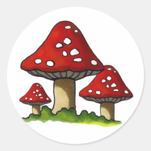 Rode paddenstoelen, Paddestoel: Uit de vrije hand  Ronde Sticker