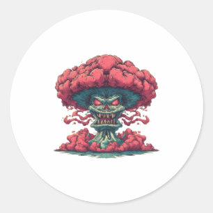 Rode Paddenstoelwolk Monster Sticker