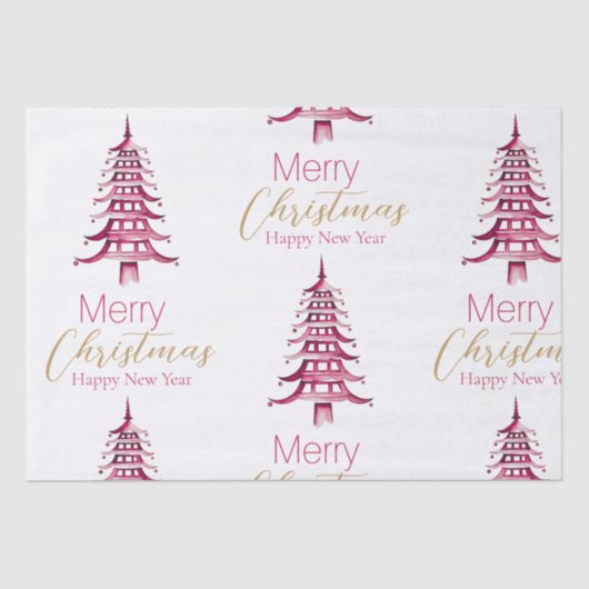 Rode Pagoda Kerstboom Tissue Paper Tissuepapier (Voorkant)