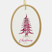 Rode Pagode Kerstboom Ornament (Achterkant)