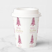 Rode Pagode Kerstboom Patroon Papieren Bekers (Rechts)