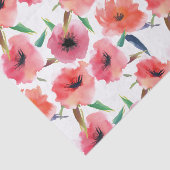 Rode Painted Poppies Waterverf Bloemen Tissuepapier (Detail)