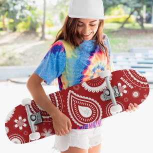 Rode Paisley Bloemstuk Aangepaste Persoonlijke Naa Skateboard