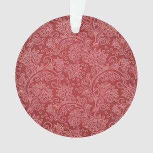 Rode Paisley Damast Ontwerper Bloemig Klassiek Vin Ornament
