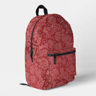 Rode Paisley Damast Ontwerper Bloemige Klassieker Bedrukte Rugzak