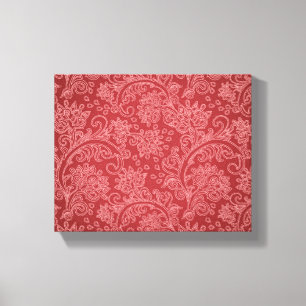 Rode Paisley Damast Ontwerper Bloemige Klassieker Canvas Afdruk