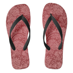 Rode Paisley Damast Ontwerper Bloemige Klassieker Teenslippers