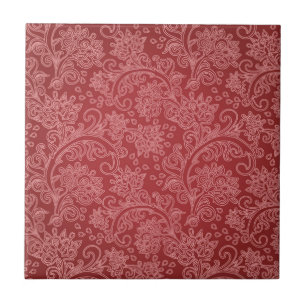 Rode Paisley Damast Ontwerper Bloemige Klassieker Tegeltje