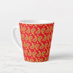 Rode paisley gepersonaliseerde Kerstmis Latte Mok