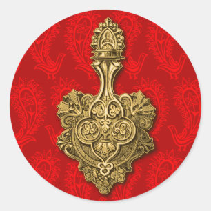 Rode Paisley Peacocks Sticker / Envelope Seal