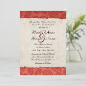 Rode Paisley Wedding Uitnodiging (Staand voorkant)
