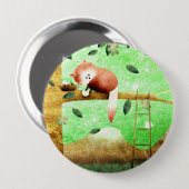 Rode panda-berg - knoopbadge ronde button 4,0 cm (Voorkant /achterkant)