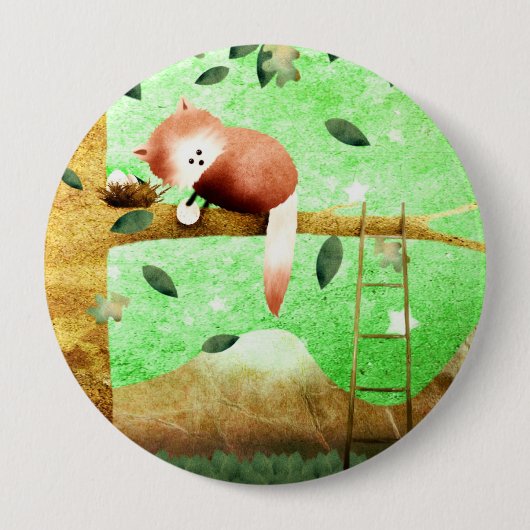 Rode panda-berg - knoopbadge ronde button 4,0 cm (Voorkant)