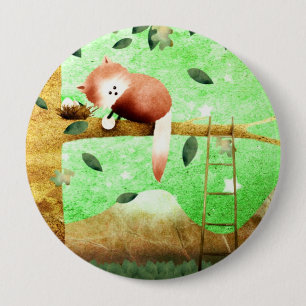 Rode panda-berg - knoopbadge ronde button 4,0 cm
