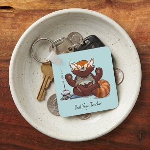 Rode Panda Beste Yoga Leraren Cadeau Dier Kunstwer Sleutelhanger