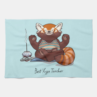 Rode Panda Beste Yoga Leraren Cadeau Dier Kunstwer Theedoek