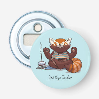 Rode Panda Beste Yoga Leraren Cadeau Dieren Kunstw Button Flesopener