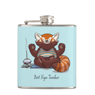 Rode Panda Beste Yoga Leraren Cadeau Dieren Kunstw Heupfles