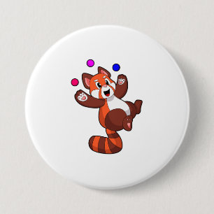 Rode panda bij Juggle Circus.PNG Ronde Button 7,6 Cm