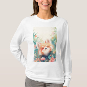Rode Panda Bloemenspeeltuin T-shirt