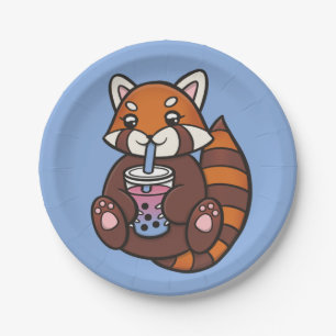 Rode Panda & Bubble Theepapier Borden Papieren Bordje